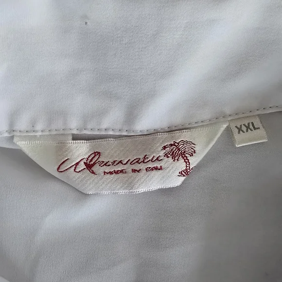 Uluwatu Tropical White Hawaiian Shirt - XXL - Picture 2 of 4